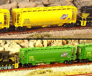 Z Scale FULL THROTTLE FTCOL74 CNW 51' 3-Bay Cylindrical Hoppers - Set #1