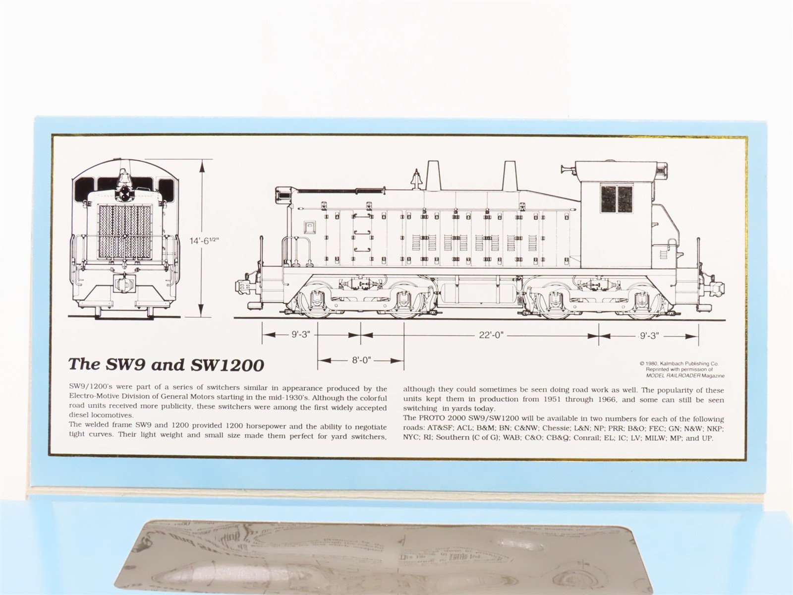 HO Scale Proto 2000 8908 Undecorated EMD SW9/1200 Diesel Switcher Locomotive