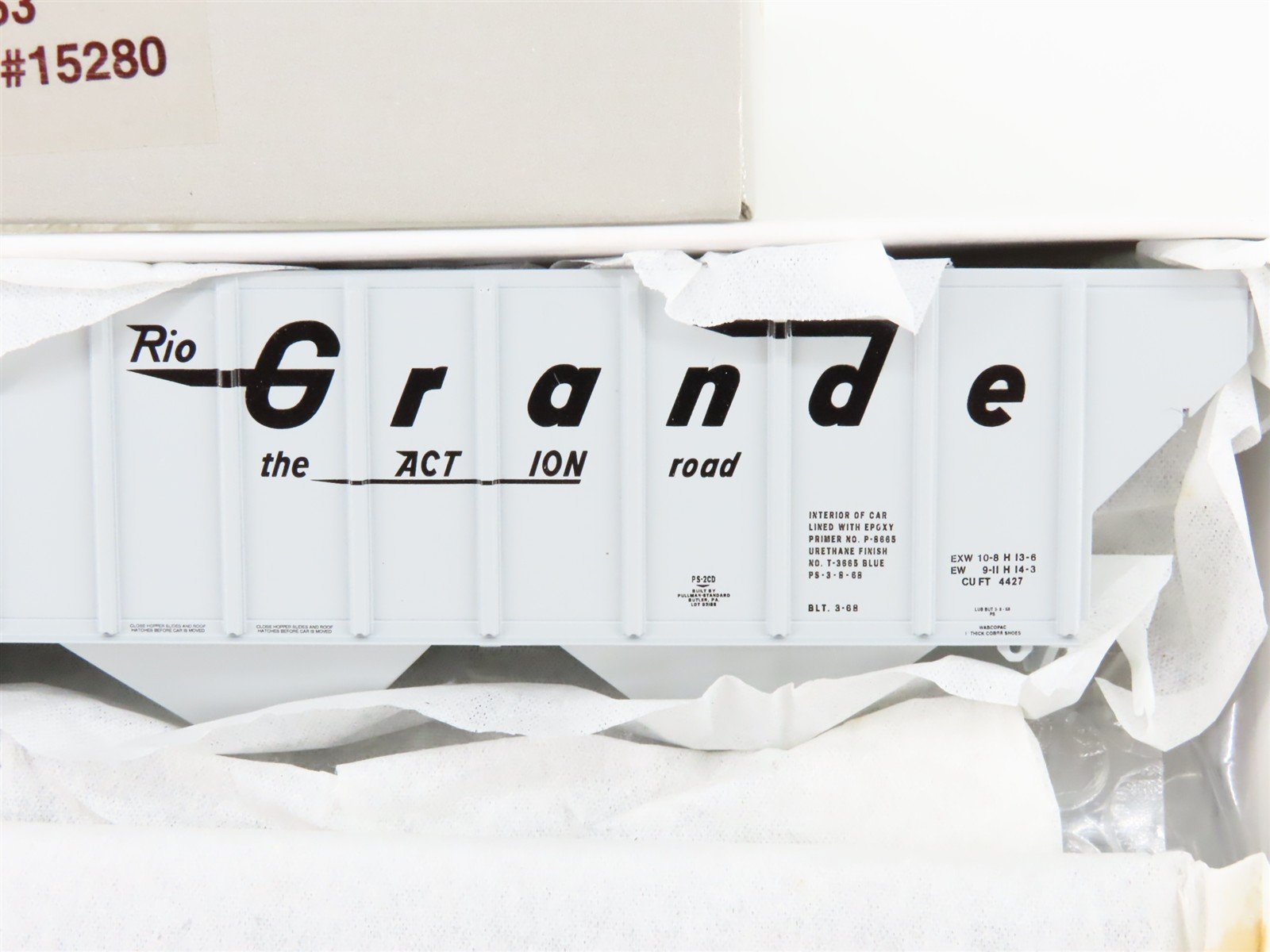 HO Proto 2000 Kit 21853 D&RGW Rio Grande PS2-CD 3-Bay Covered Hopper #15280