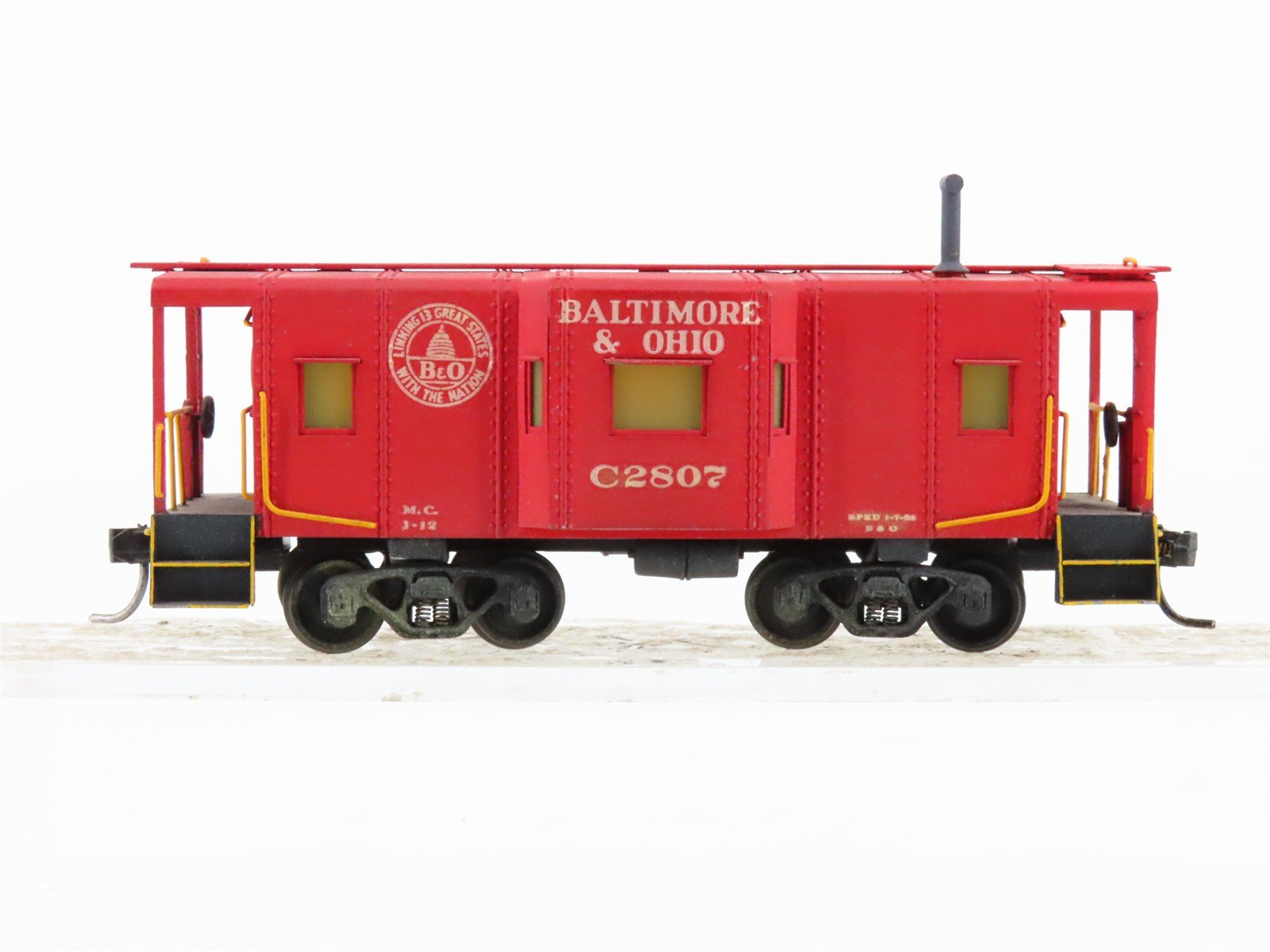 HO Scale Lambert BRASS B&O Wagon-Top Bay Window Steel Caboose #C2807 - CUSTOM