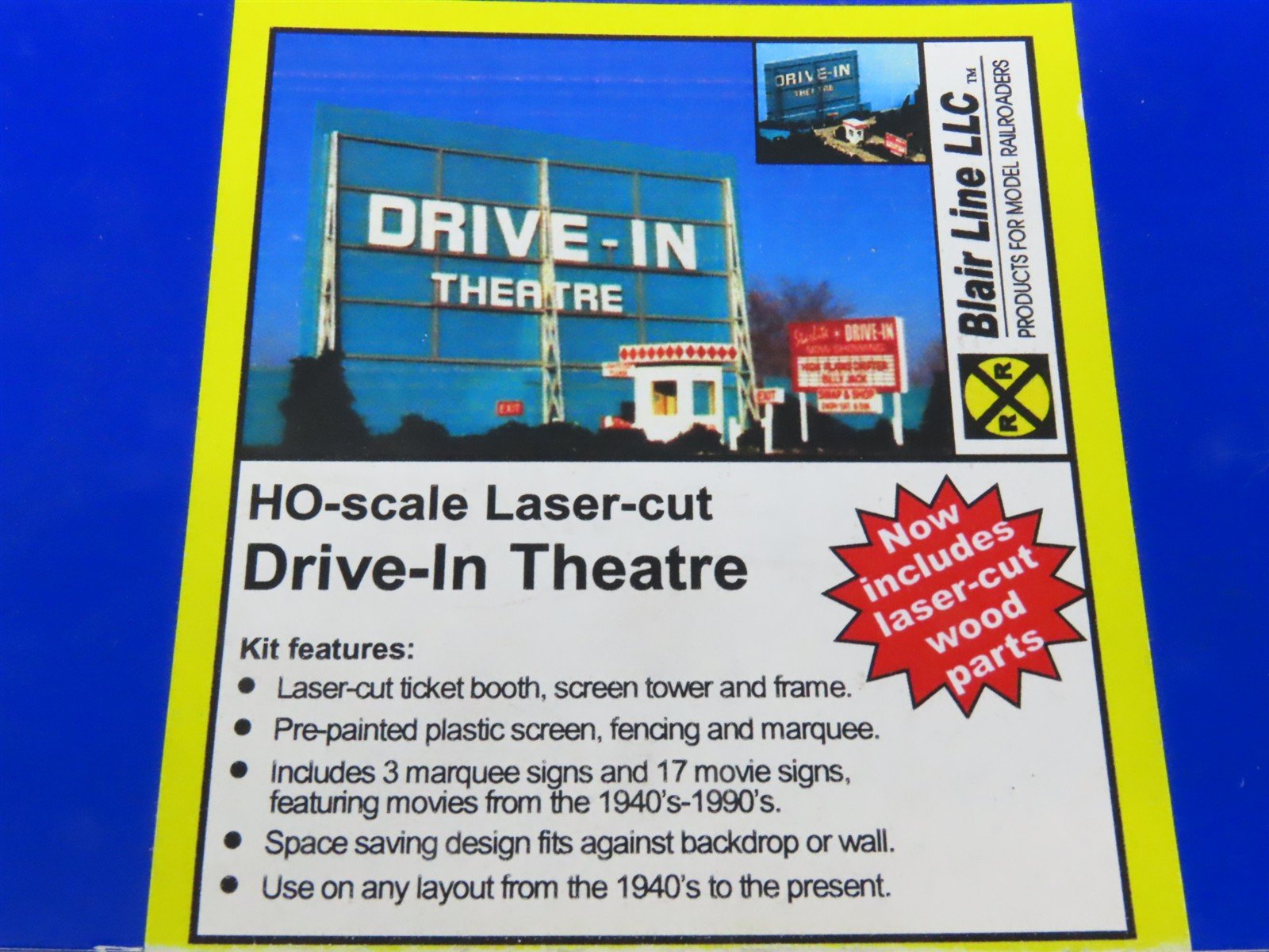 HO 1/87 Scale Blair Line Laser-cut Wood Kit #168 Drive-In Theatre