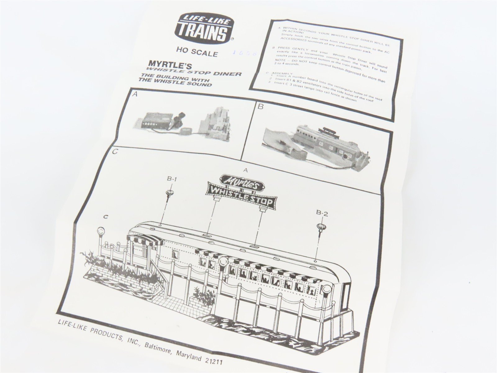 HO 1/87 Scale Life-Like #08707 Myrtle's Whistle Stop Diner w/ Whistle Sound