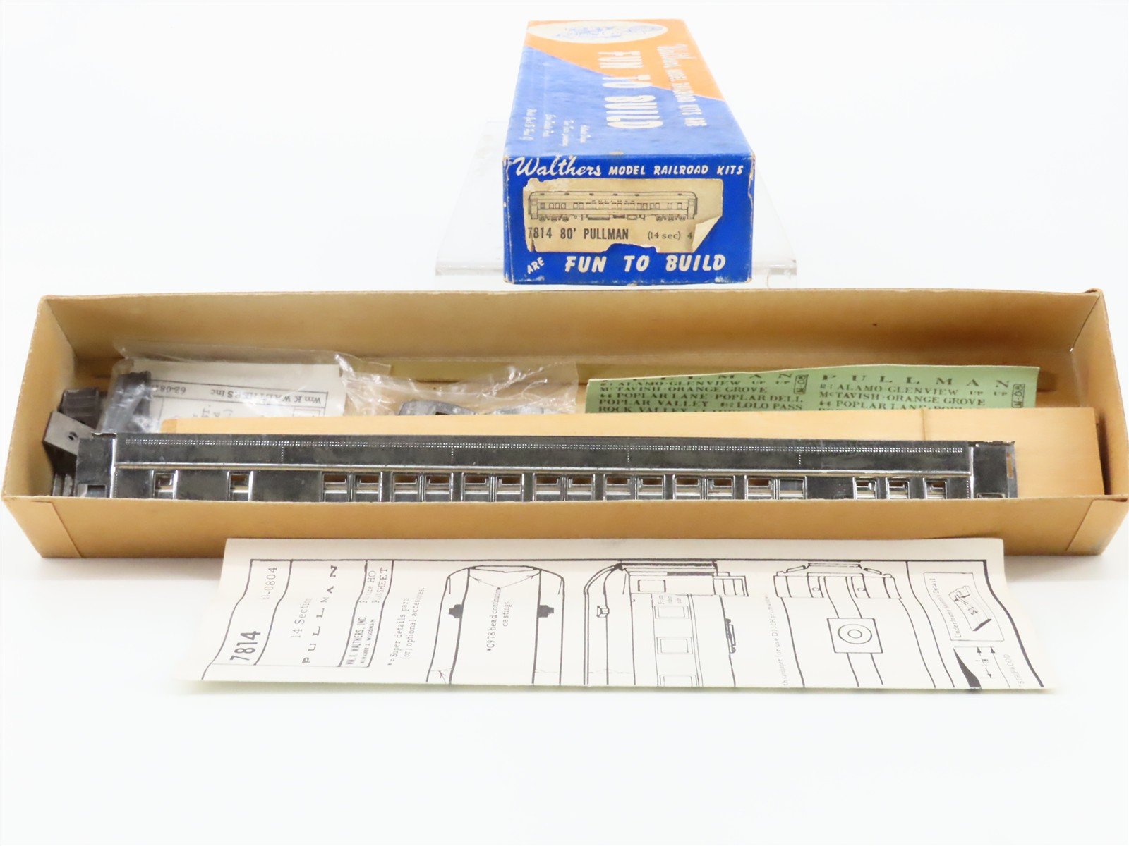 HO Scale Walthers Kit #7814 Undecorated 80' 14-Section Pullman Passenger Car