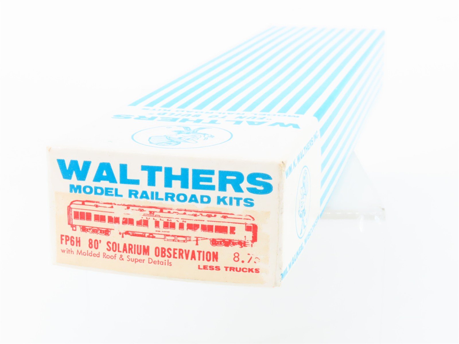 HO Walthers Kit #FP6H Undecorated Pullman 80' Solarium Observation Passenger Car