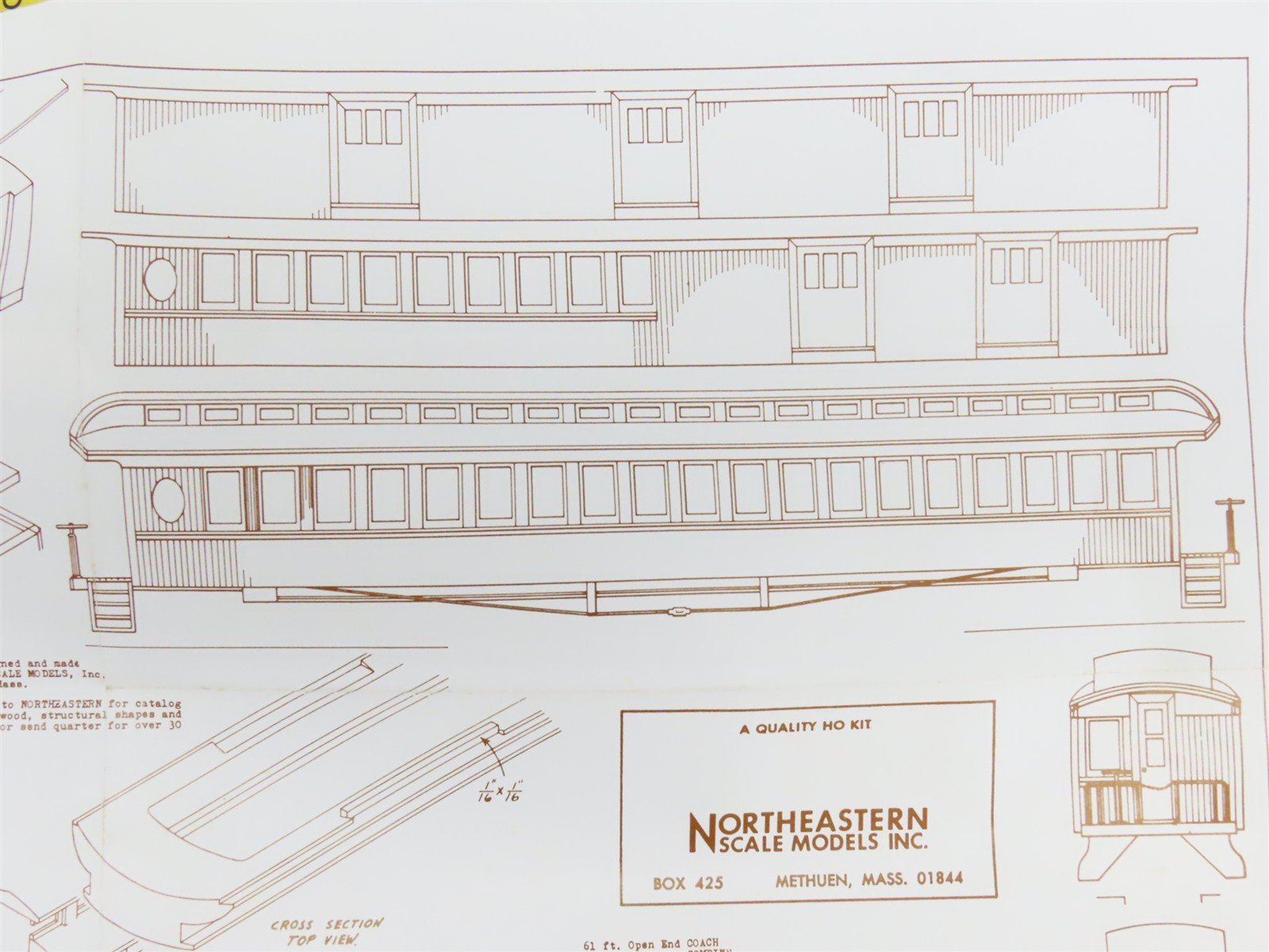HO Scale Northeastern Scale Models Kit HP-3 Open Platform Baggage Passenger Car