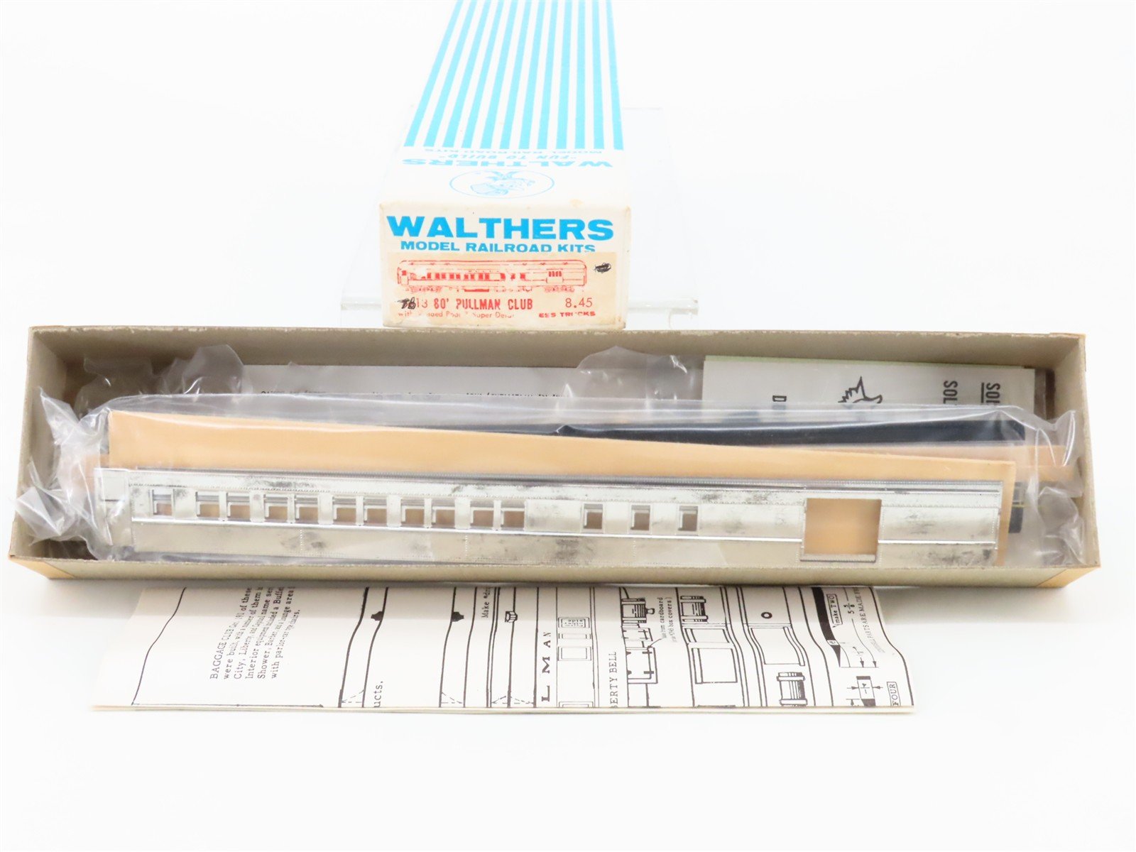 HO Scale Walthers Kit #7813 Undecorated 80' Pullman Baggage-Club Passenger Car