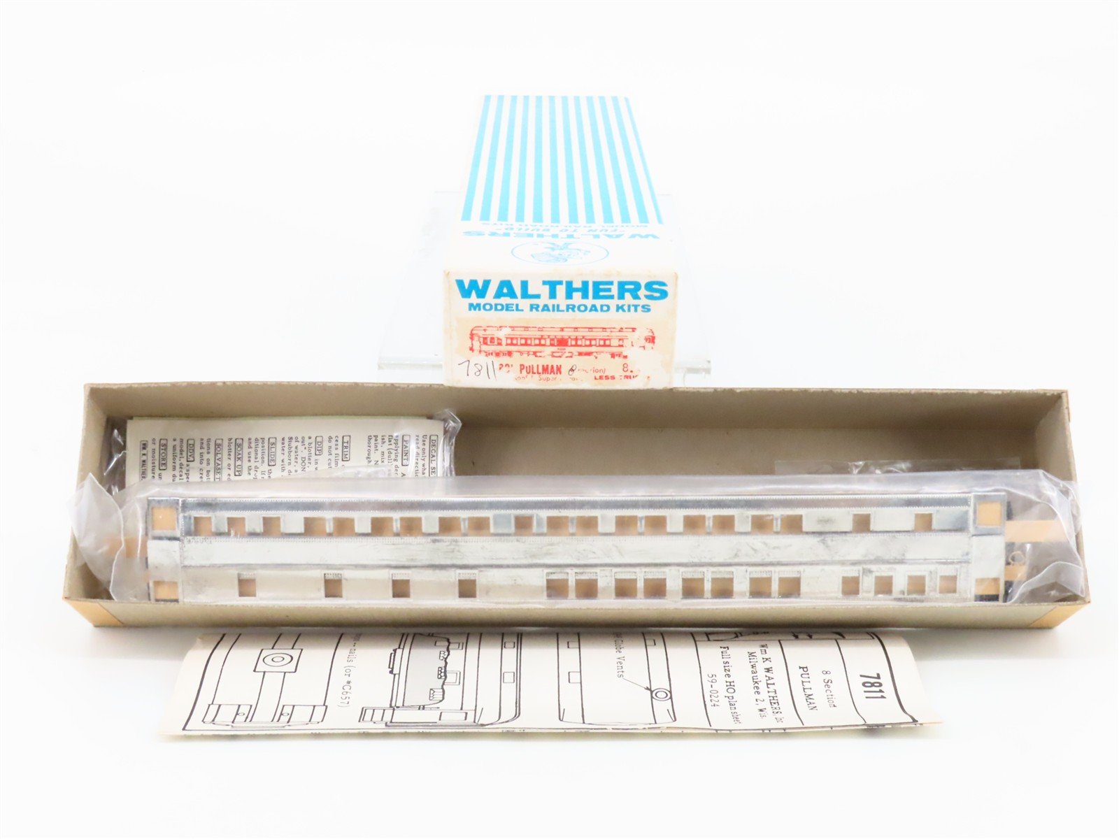 HO Scale Walthers Kit #7811 Undecorated 80' 8-Section Pullman Passenger Car