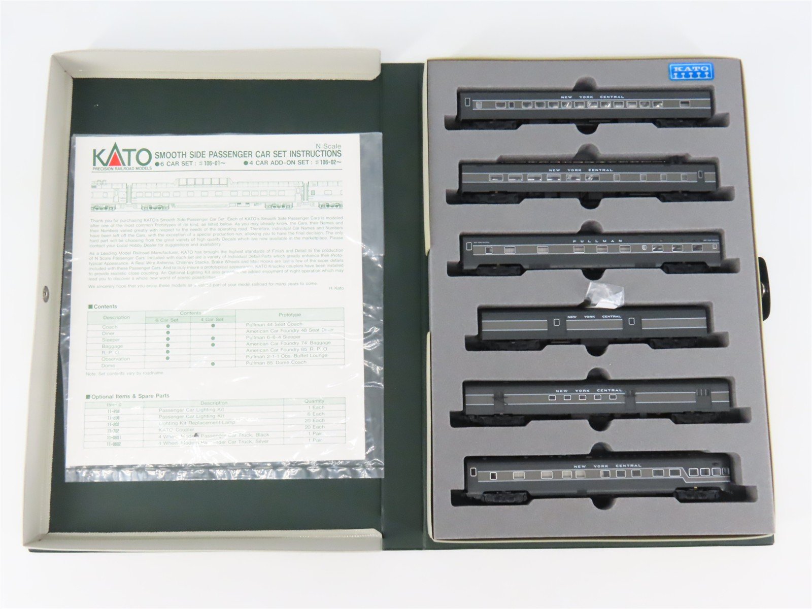 N Scale KATO 106-013 NYC New York Central Smooth-Side Passenger 6-Car Set