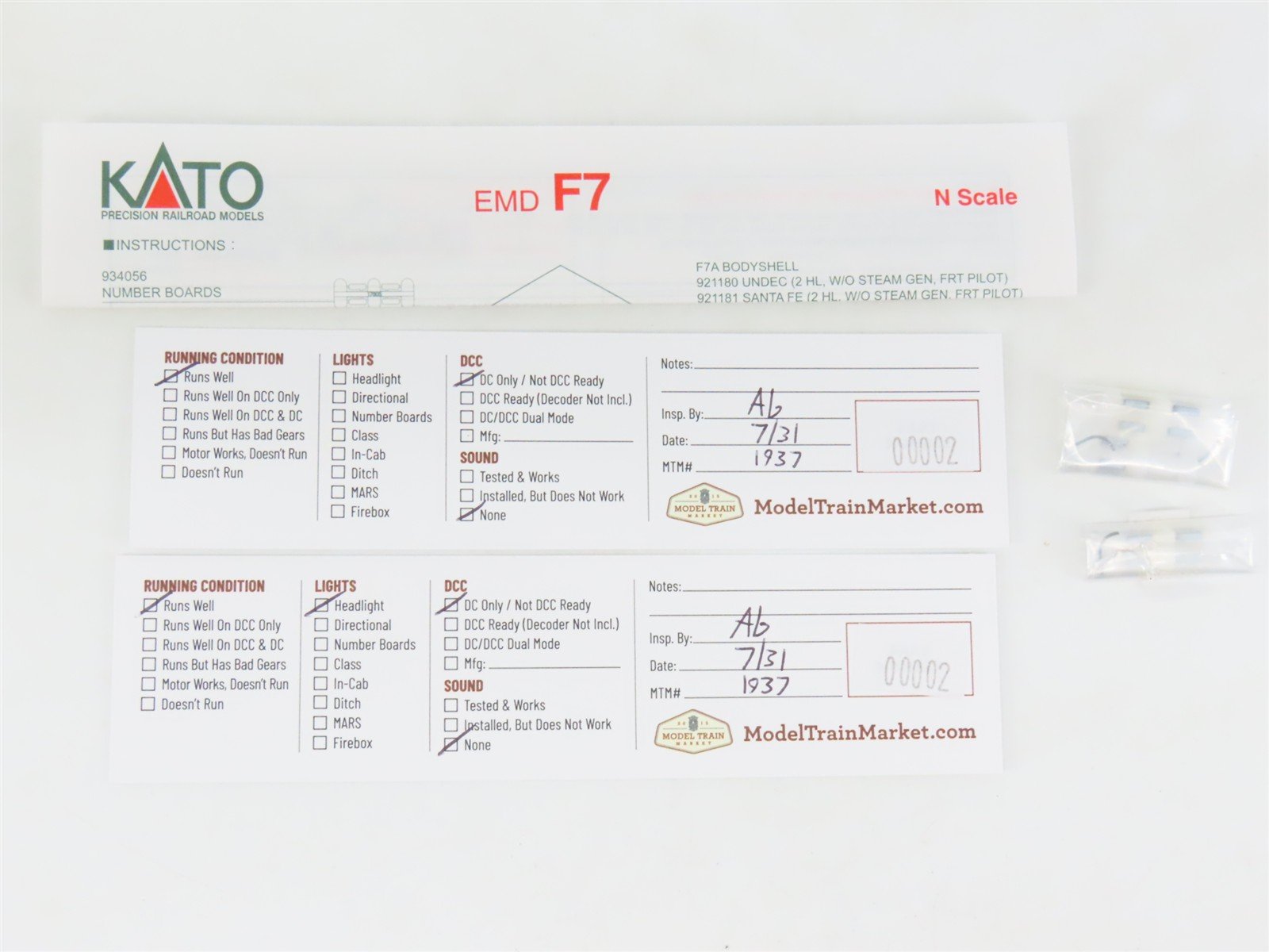 N Scale Kato 176-2121 ATSF Santa Fe F7A/F7B Diesel Locomotive Set