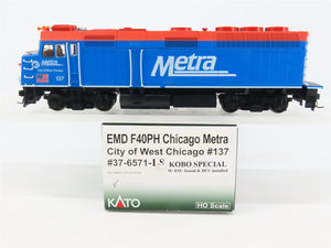 HO Scale Kato 37-571-LS Metra F40PH Diesel Locomotive #137 wDCC & Sound