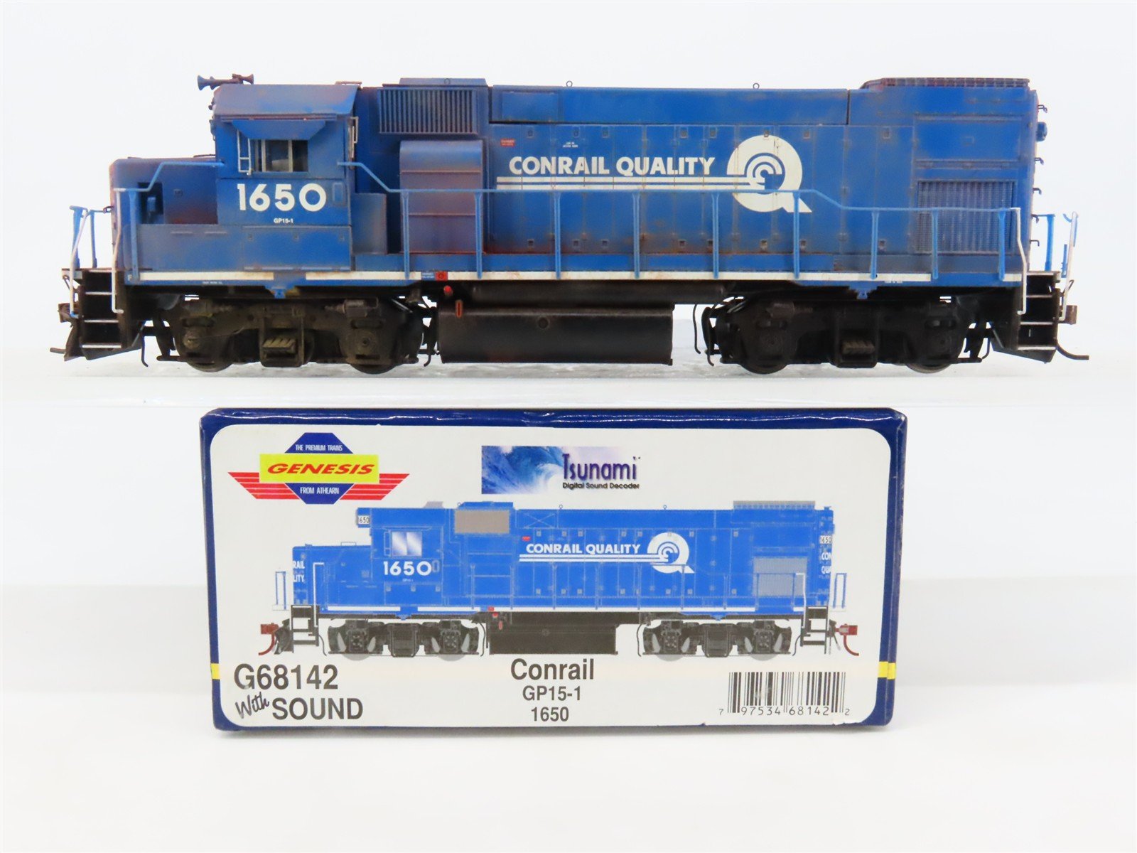 HO Athearn Genesis G68142 CR Conrail GP15-1 Diesel #1650 wDCC & Sound, Weathered