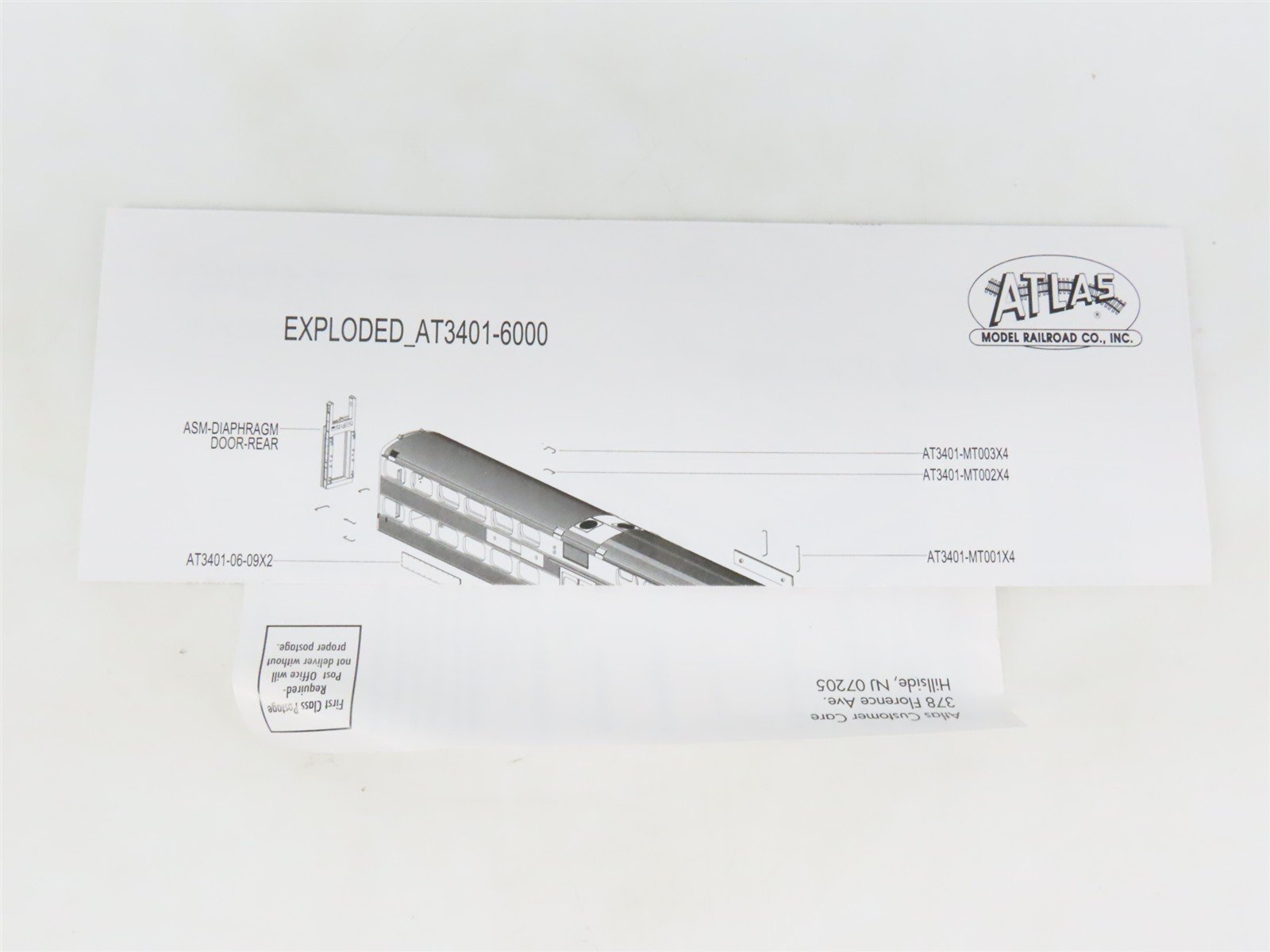 HO Scale Atlas 20007056-1 Metra Type 6000 Trailer Passenger Car #6064