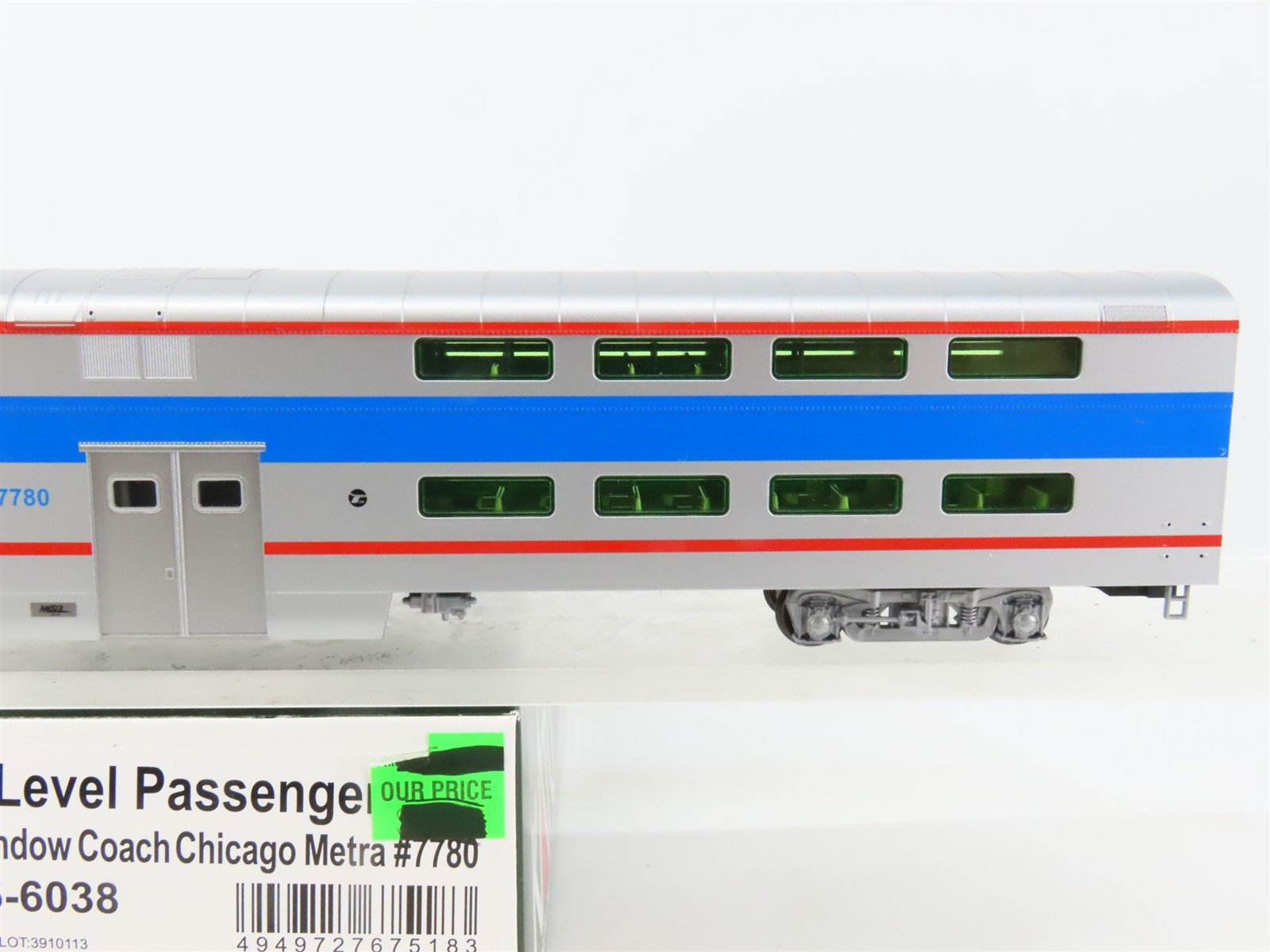 HO Scale Kato 35-6038 Metra Bi-Level 4-Window Coach Passenger Car #7780