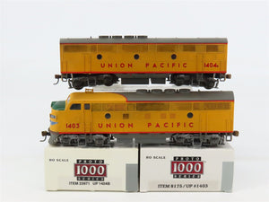 HO Scale Proto 1000 UP Union Pacific F3A/B Diesel Set #1403/1404B - Weathered