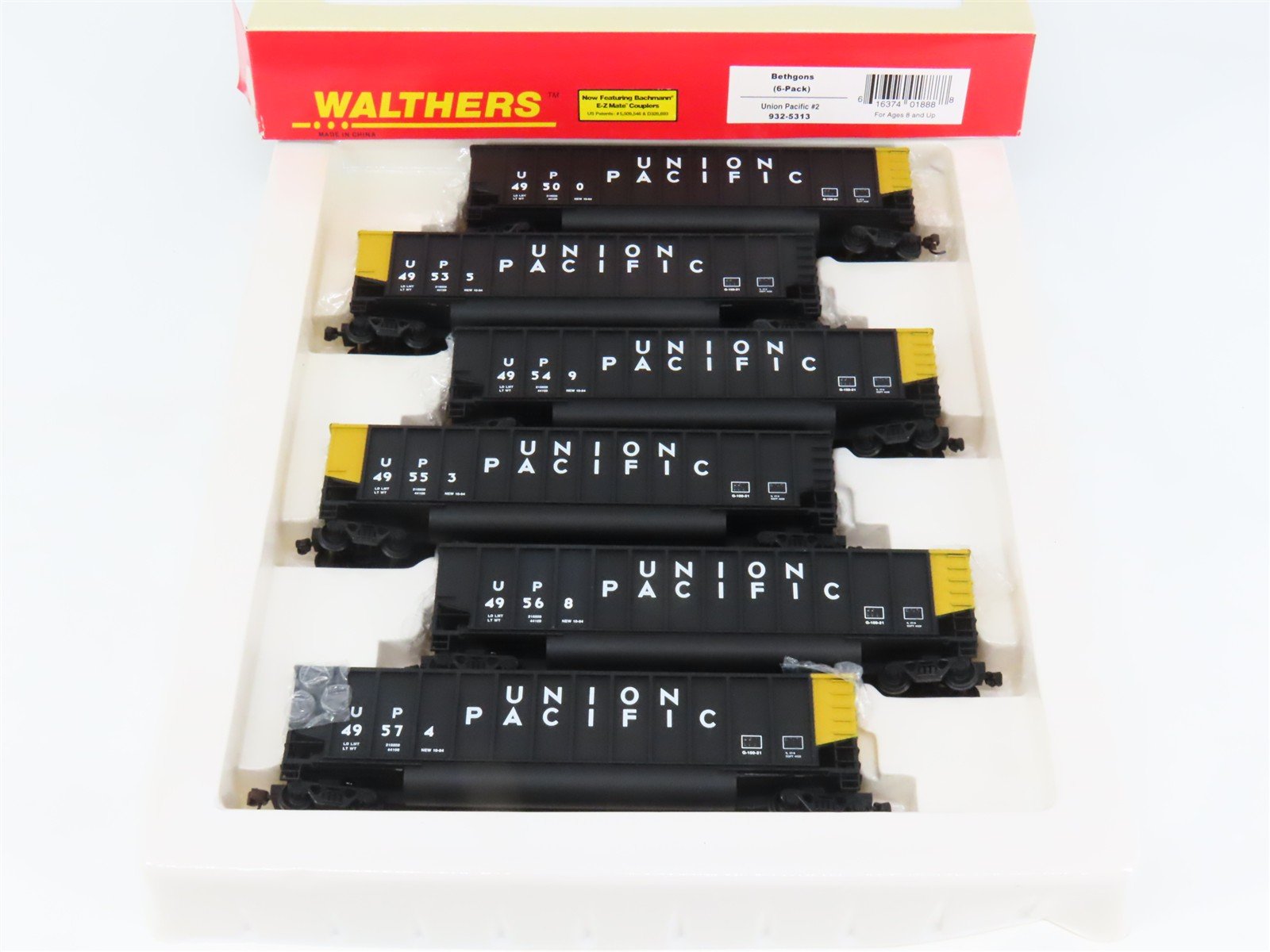 HO Scale Walthers 932-5313 UP Union Pacific Bethgon Hopper 6-Pack #2