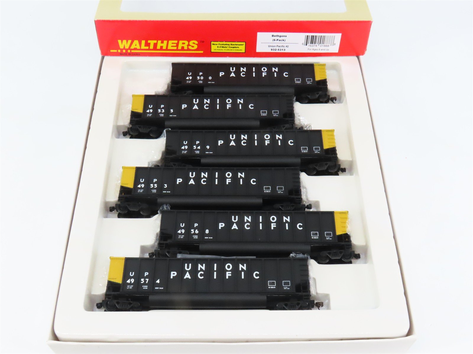 HO Scale Walthers 932-5313 UP Union Pacific Bethgon Hopper 6-Pack #2