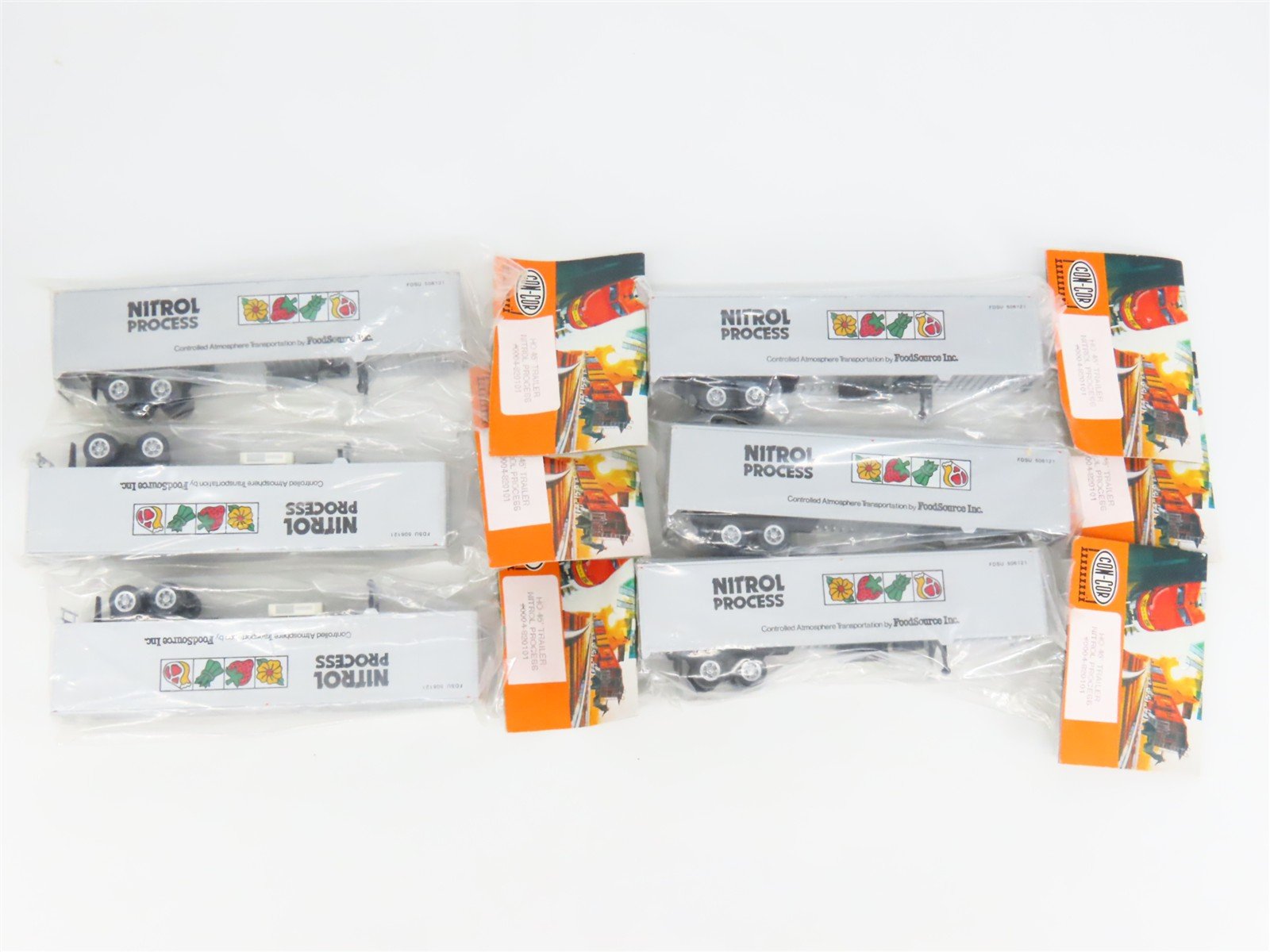 LOT of 6 HO Scale Con-Cor 0004-820101 Nitrol Process 45' Trailers