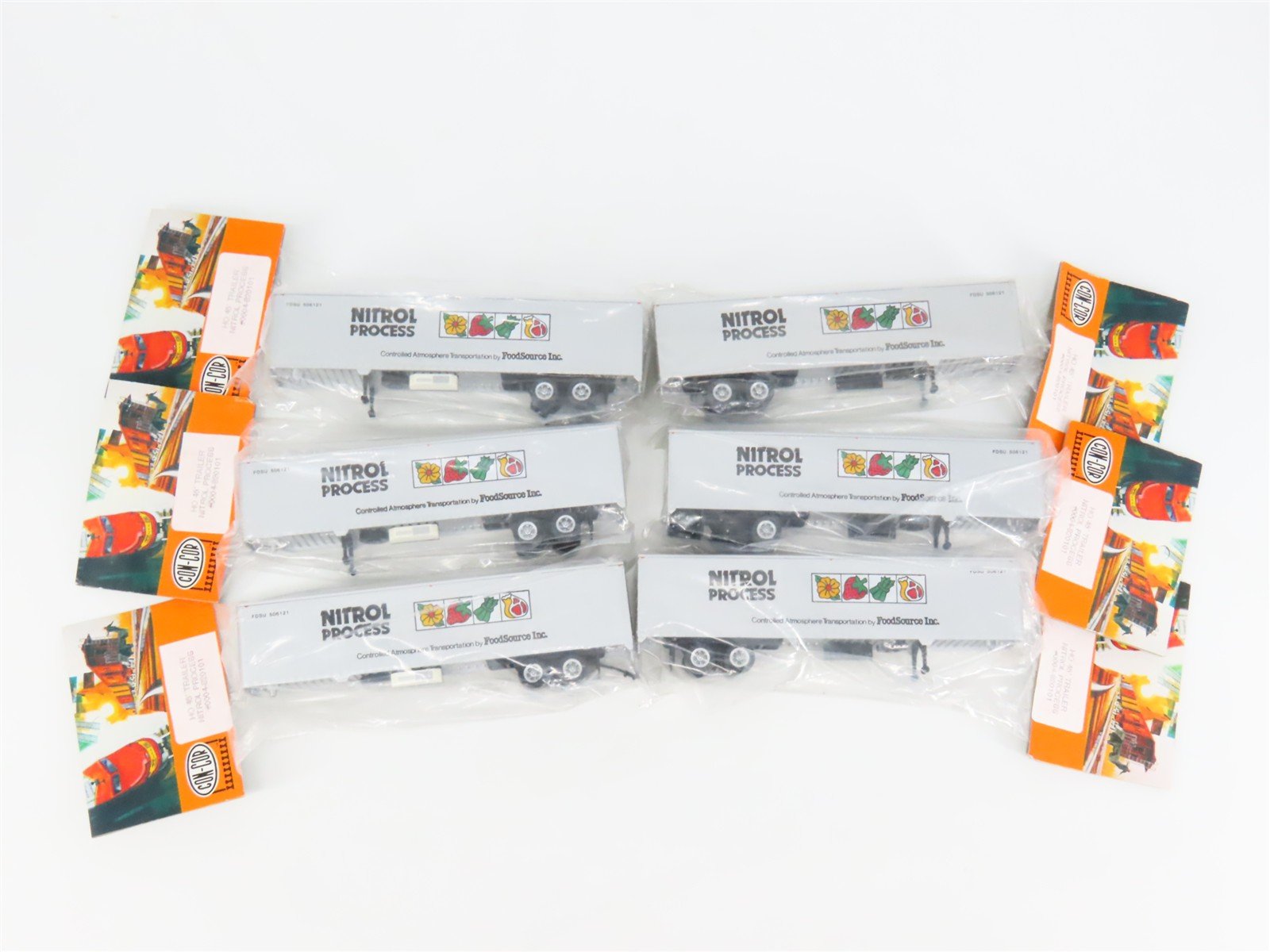 LOT of 6 HO Scale Con-Cor 0004-820101 Nitrol Process 45' Trailers