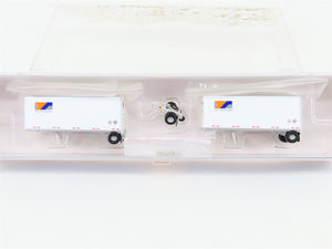 N Scale Athearn ATH28306 YRC Worldwide Two 28' Wedge Trailers w/ Dolly