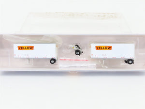 N Scale Athearn ATH10759 Yellow Two 28' Wedge Trailers w/ Dolly