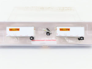 N Scale Athearn ATH10759 Yellow Two 28' Wedge Trailers w/ Dolly