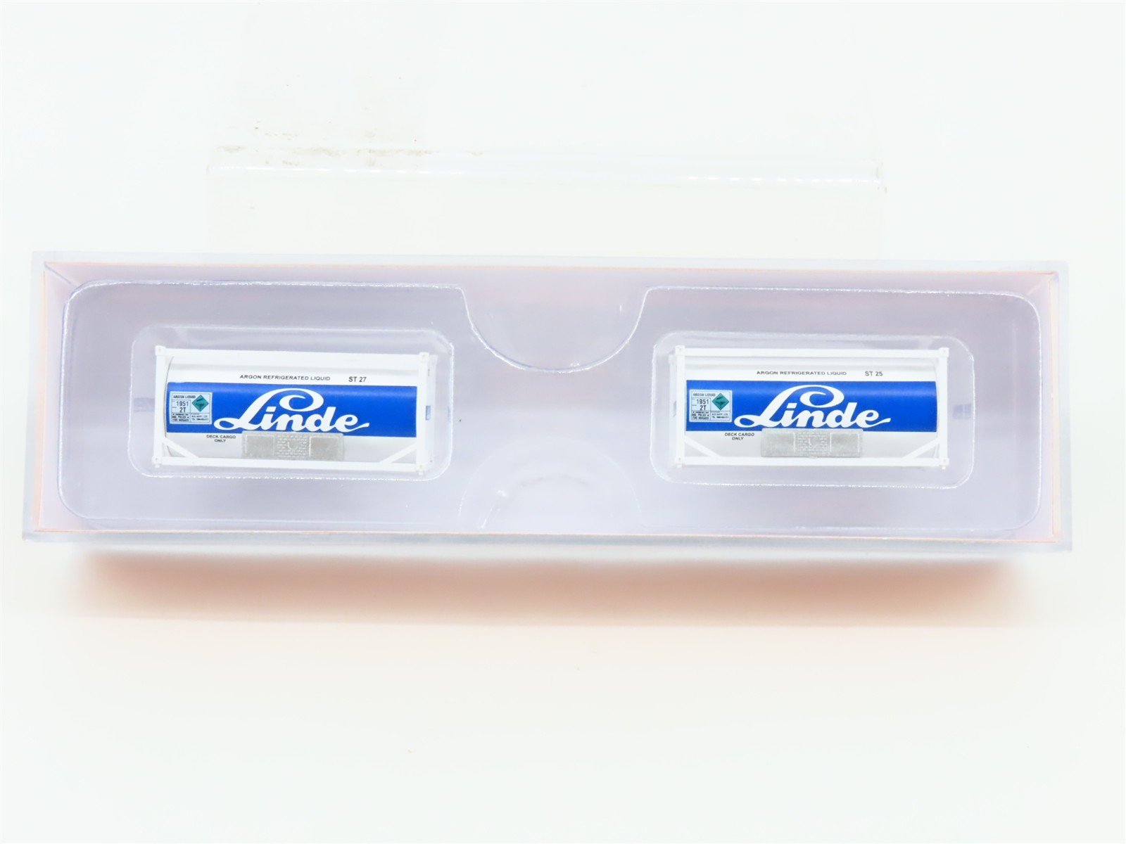 N Scale JTC 205215 Linde Argon 20' Standard Tank Container 2-Pack