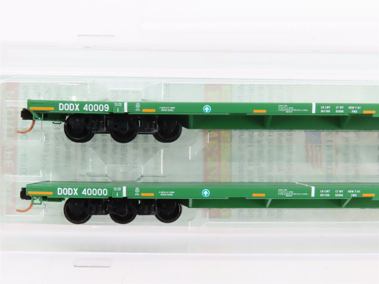 N Scale Micro-Trains 13751012 DODX Department of Defense 68' Flat Car 2-Pack RTR