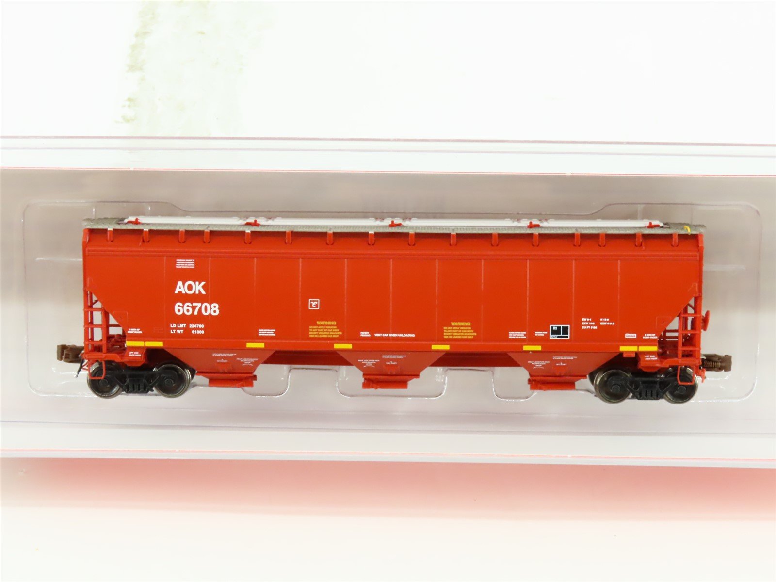 N Scaletrains.com SXT30904 AOK Arkansas Oklahoma 3-Bay Covered Hopper #66708