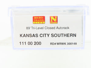 N Scale Micro-Trains MTL 11100200 WRWK KCS 89' Tri-Level Closed Autorack #300148