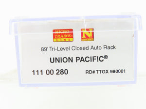 N Scale Micro-Trains MTL 11100280 TTGX UP 89' Tri-Level Closed Autorack #98001