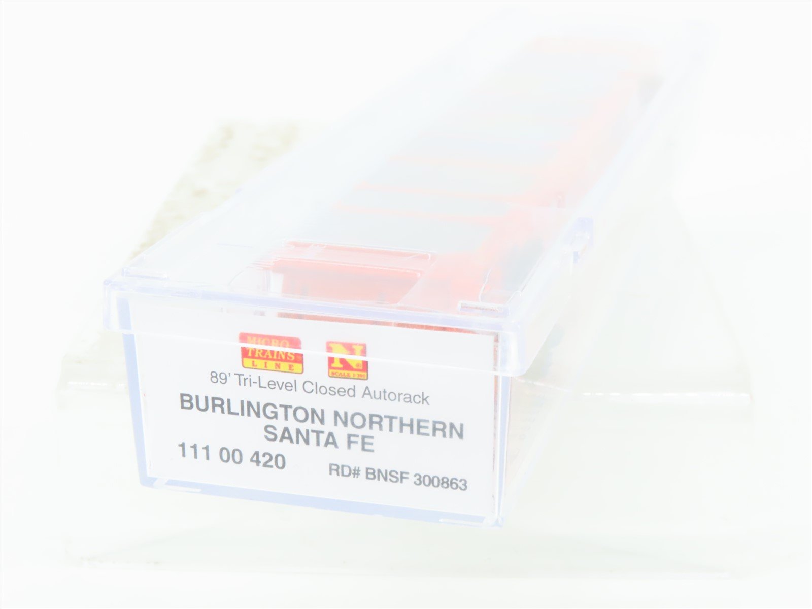 N Scale Micro-Trains MTL 11100420 BNSF 89' Tri-Level Closed Autorack #300863
