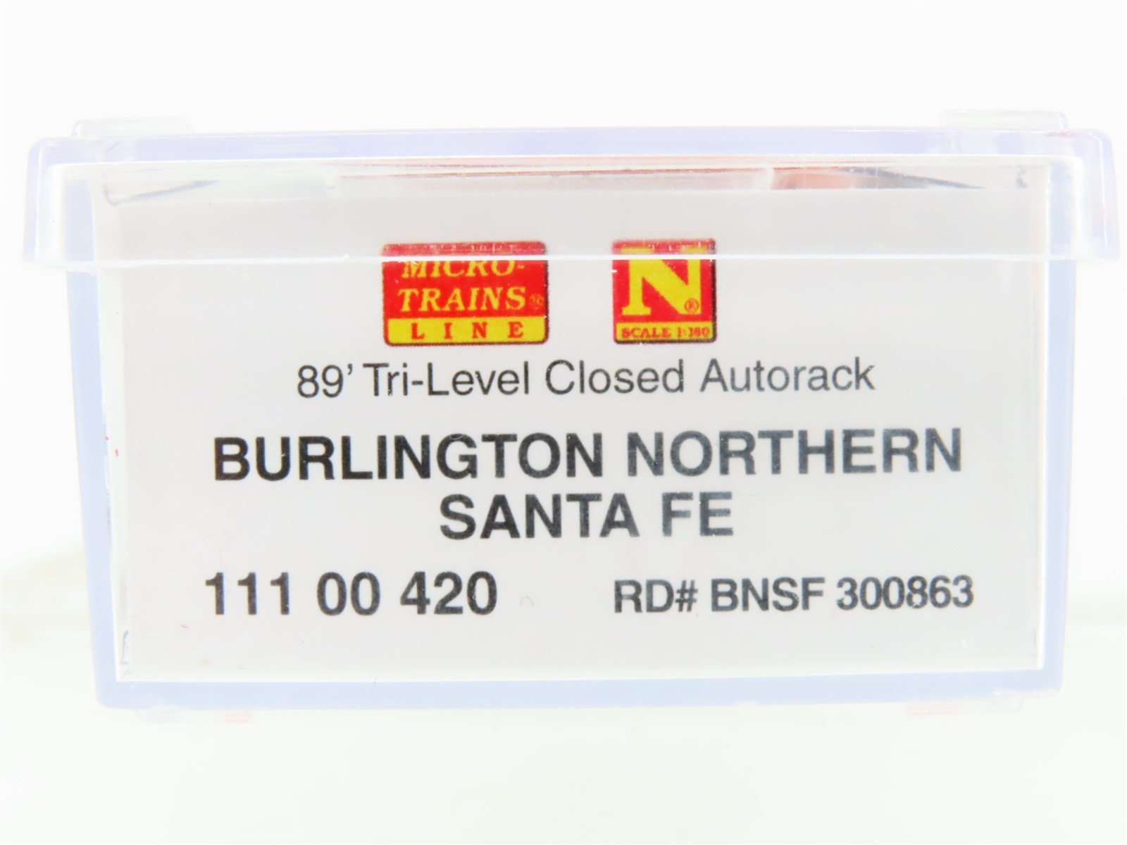 N Scale Micro-Trains MTL 11100420 BNSF 89' Tri-Level Closed Autorack #300863