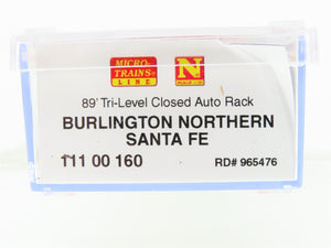 N Scale Micro-Trains MTL 11100160 TTGX BNSF 89' Tri-Level Closed Autorack 965476