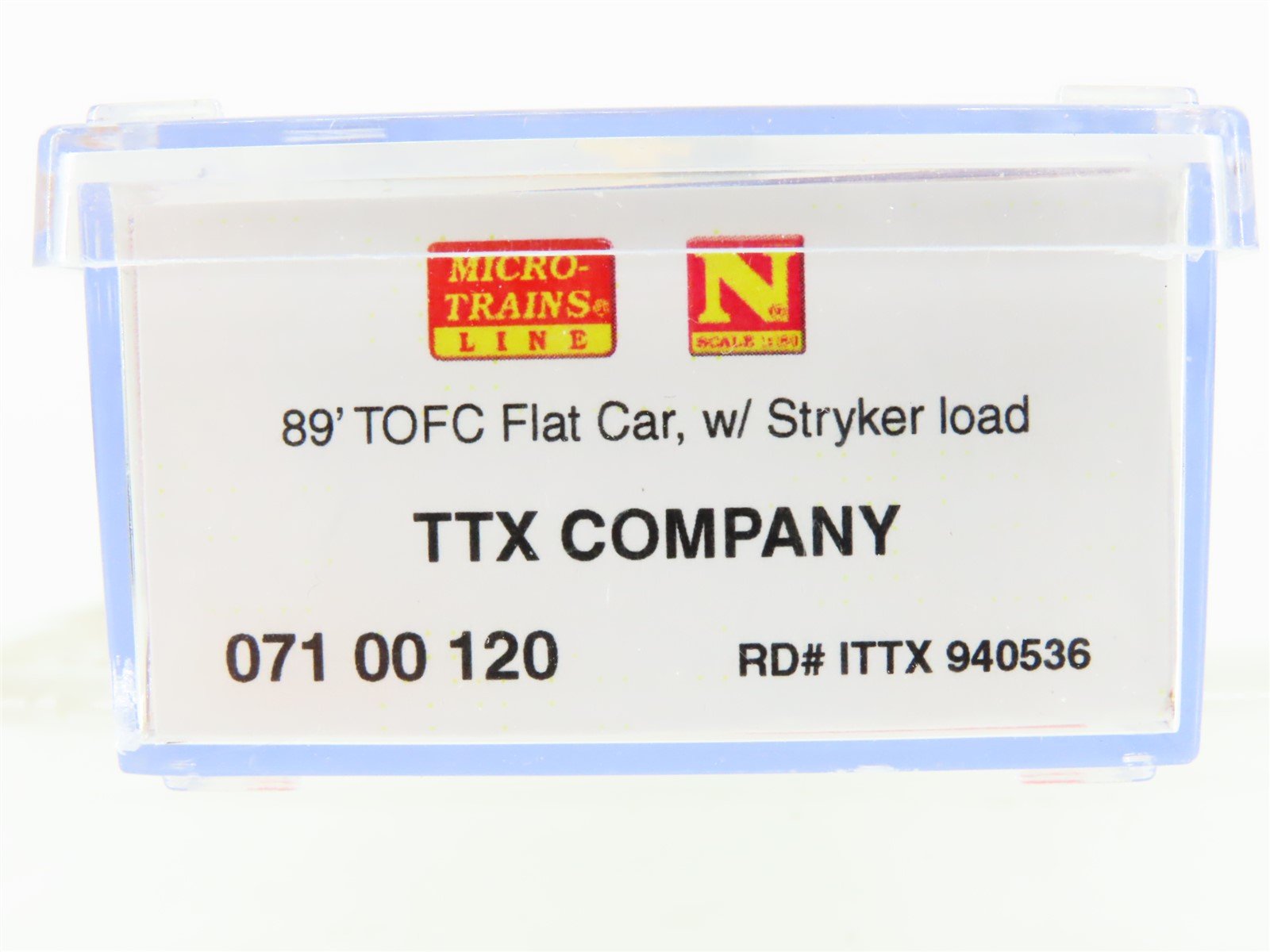 N Micro-Trains MTL 07100120 ITTX TTX 89' TOFC Flat Car #940536 w/ Stryker Load
