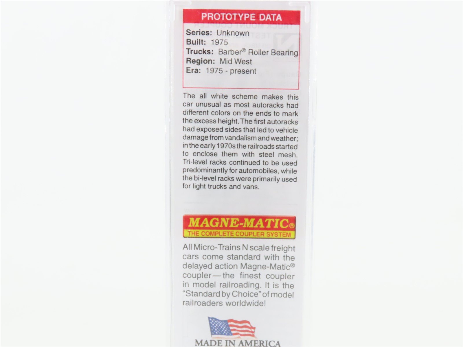 N Scale Micro-Trains MTL 11100170 PW 89' Tri-Level Closed Autorack #102649
