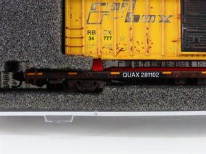 N Scale Micro-Trains MTL 07100580 QUAX Salvage 89' Flat Car #281102 w/ Boxcar