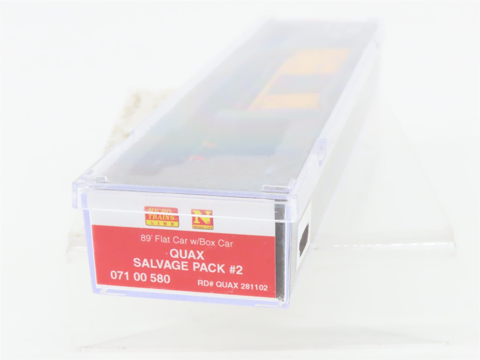 N Scale Micro-Trains MTL 07100580 QUAX Salvage 89' Flat Car #281102 w/ Boxcar