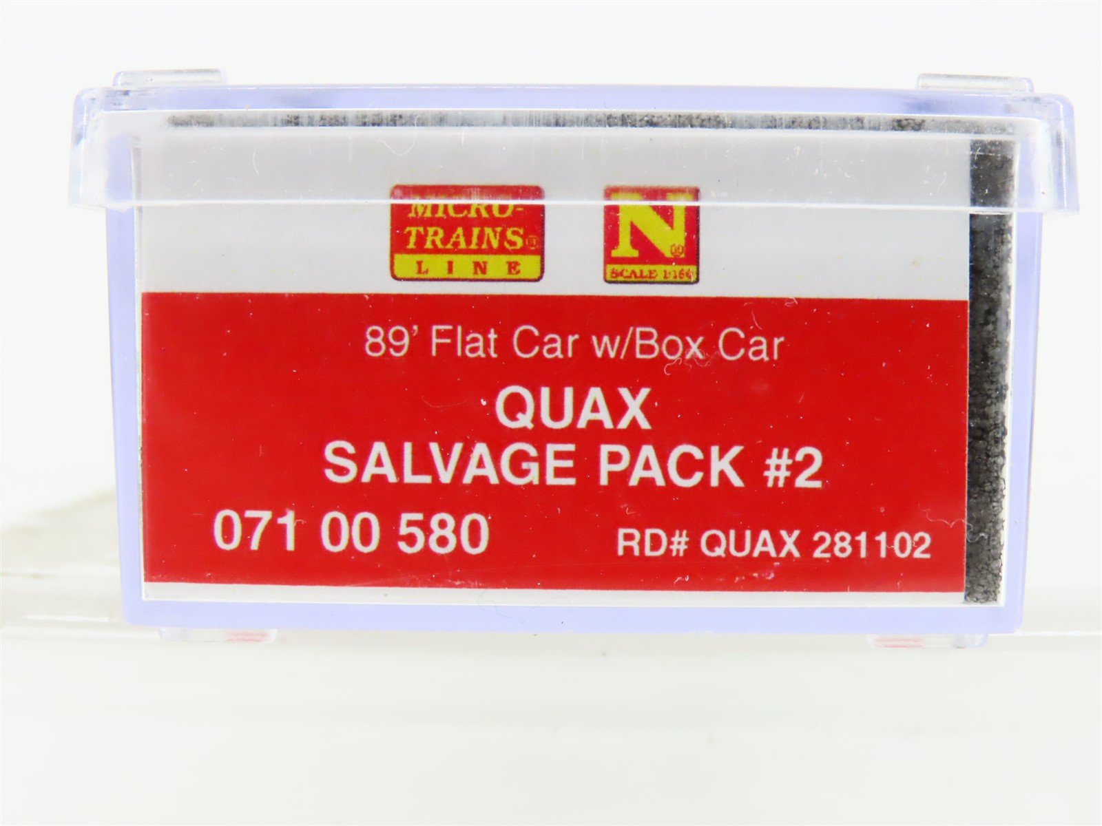 N Scale Micro-Trains MTL 07100580 QUAX Salvage 89' Flat Car #281102 w/ Boxcar