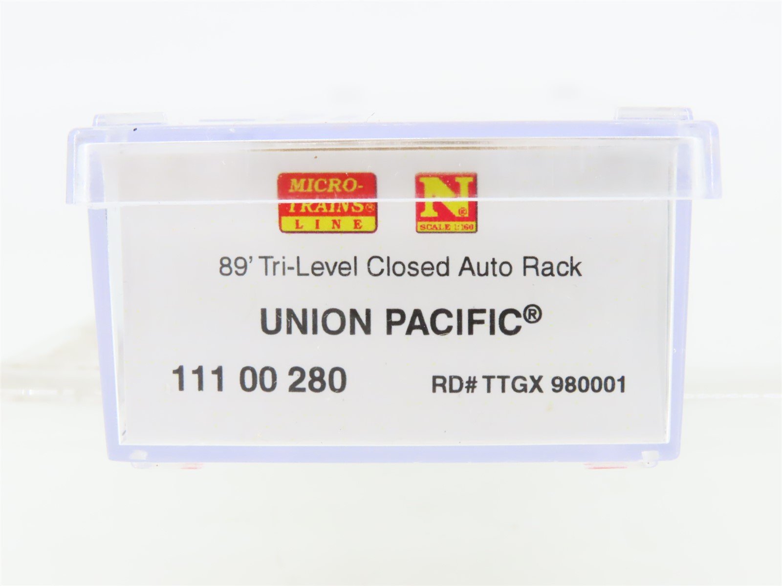 N Scale Micro-Trains MTL 11100280 TTGX UP 89' Tri-Level Closed Autorack #980001