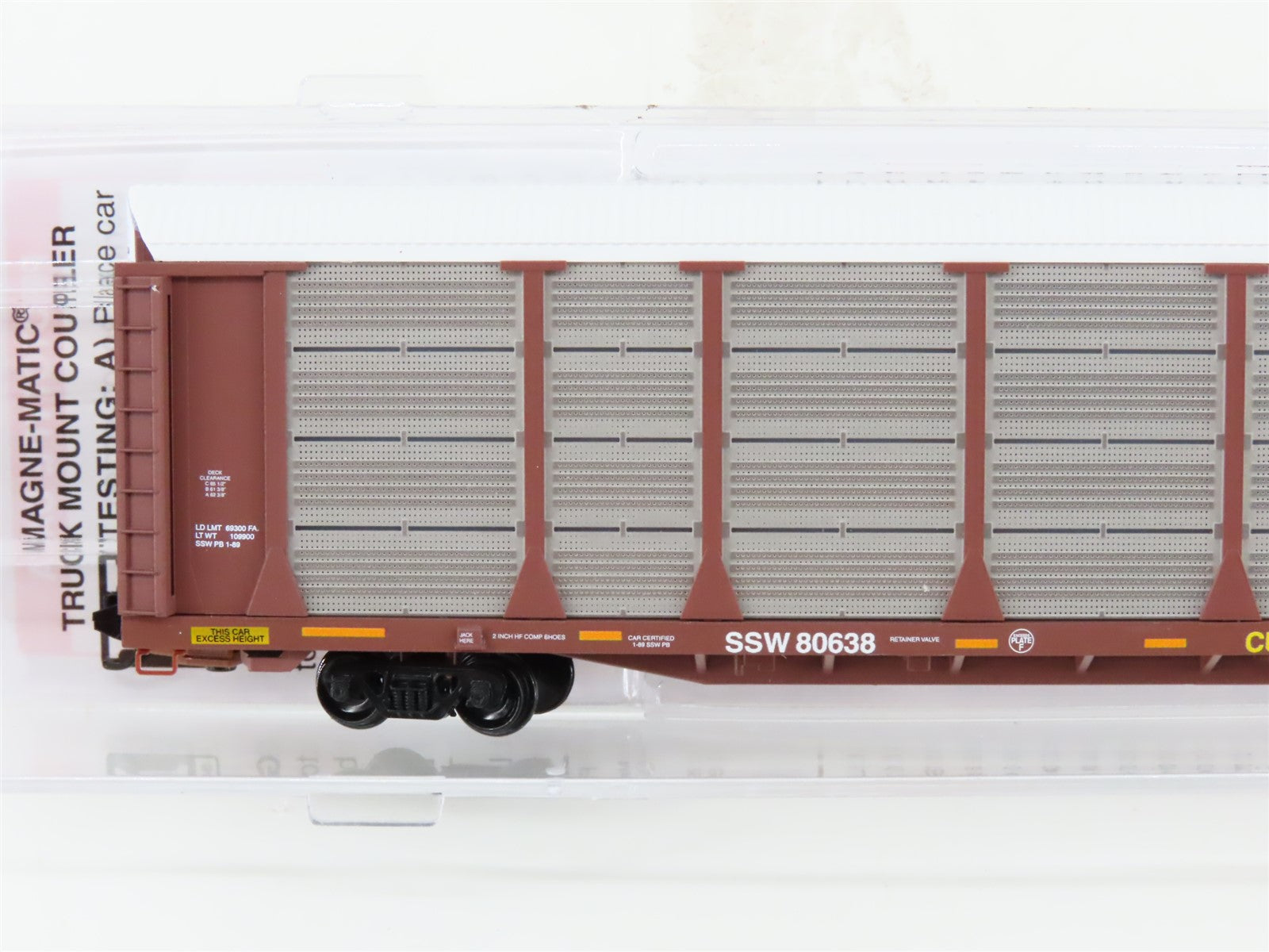 N Micro-Trains MTL 11100390 SSW Cotton Belt 89' Tri-Level Closed Autorack #80638