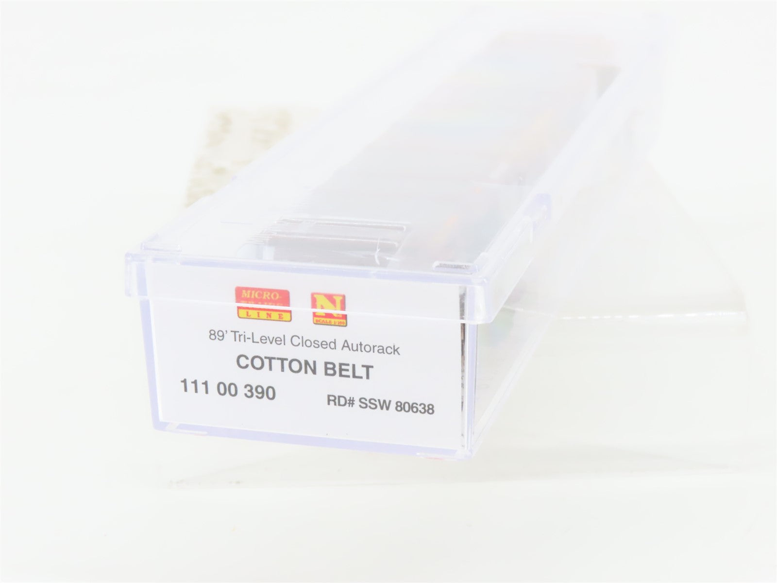 N Micro-Trains MTL 11100390 SSW Cotton Belt 89' Tri-Level Closed Autorack #80638
