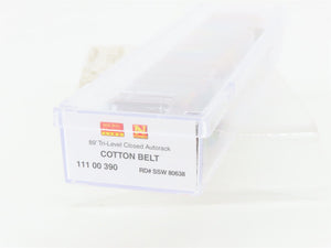 N Micro-Trains MTL 11100390 SSW Cotton Belt 89' Tri-Level Closed Autorack #80638