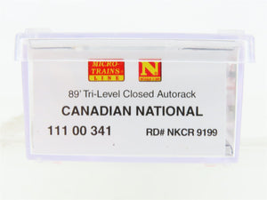 N Scale Micro-Trains MTL 11100341 NKCR CN 89' Tri-Level Closed Autorack #9199