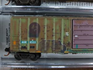 N Scale Micro-Trains MTL 50' Rib Side Box Cars 5-Pack - Weathered & Graffiti