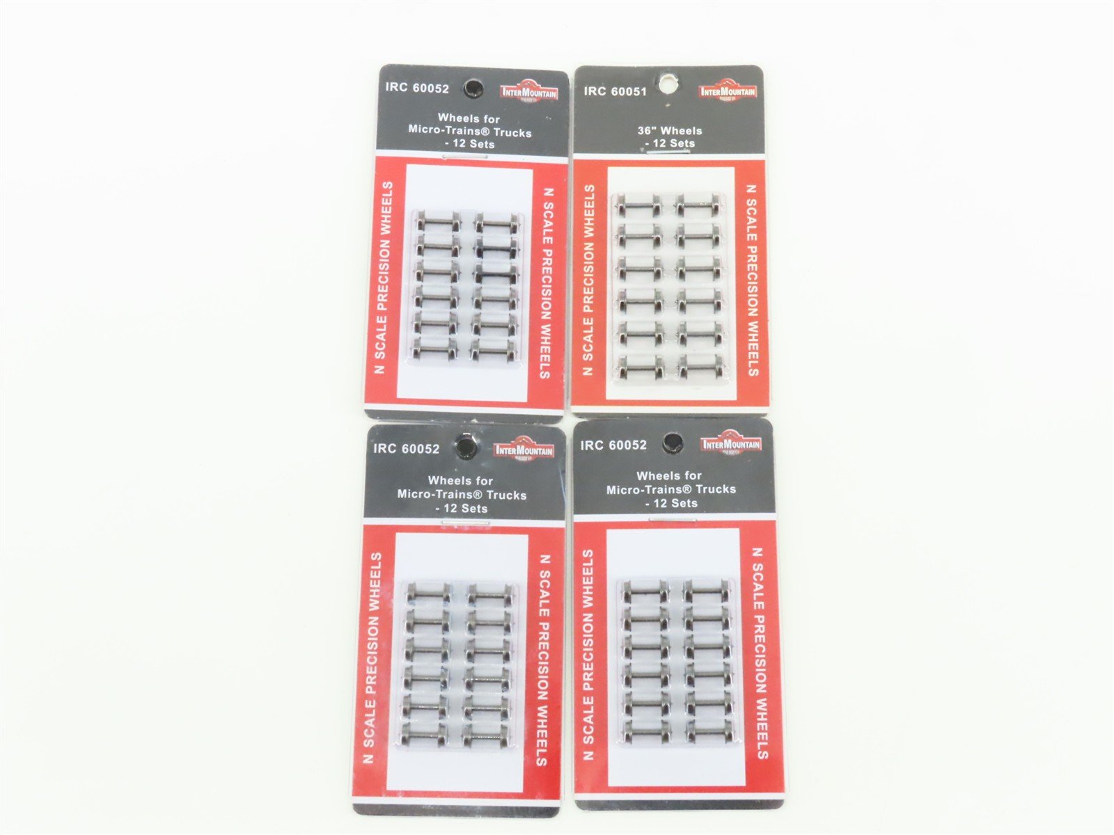 LOT of 4 N 1/160 Scale InterMountain Blackened Metal Wheels 12-Packs