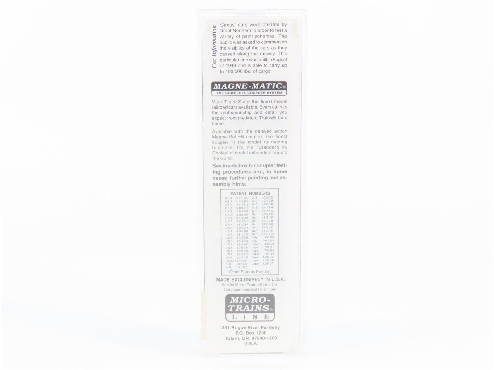 N Scale Micro-Trains 20156 GN Great Northern 40' Box Car 18748 RTR