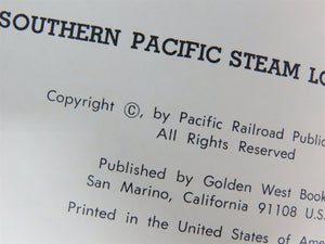 Southern Pacific Steam Locomotives by Donald Duke ©1971 Revised HC Book