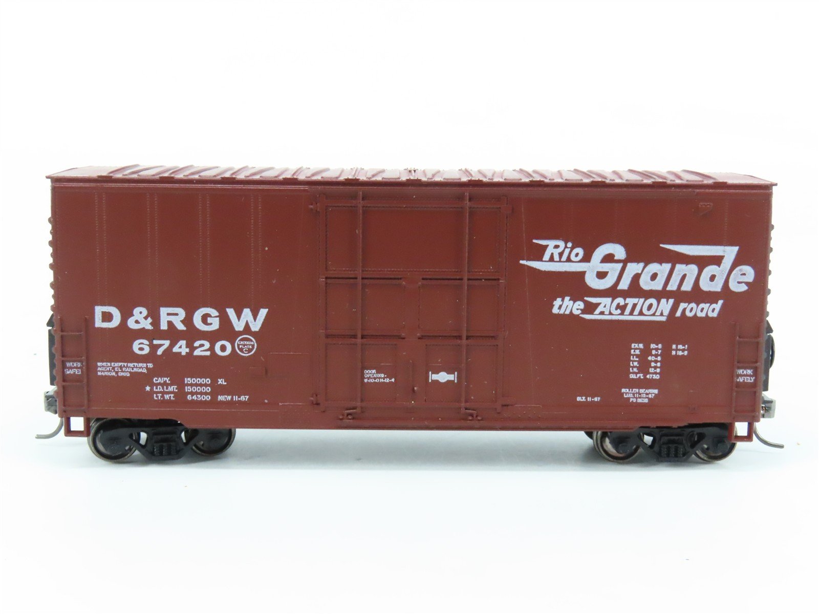 HO Scale Athearn DRGW Rio Grande 40' High Cube Boxcar #67420