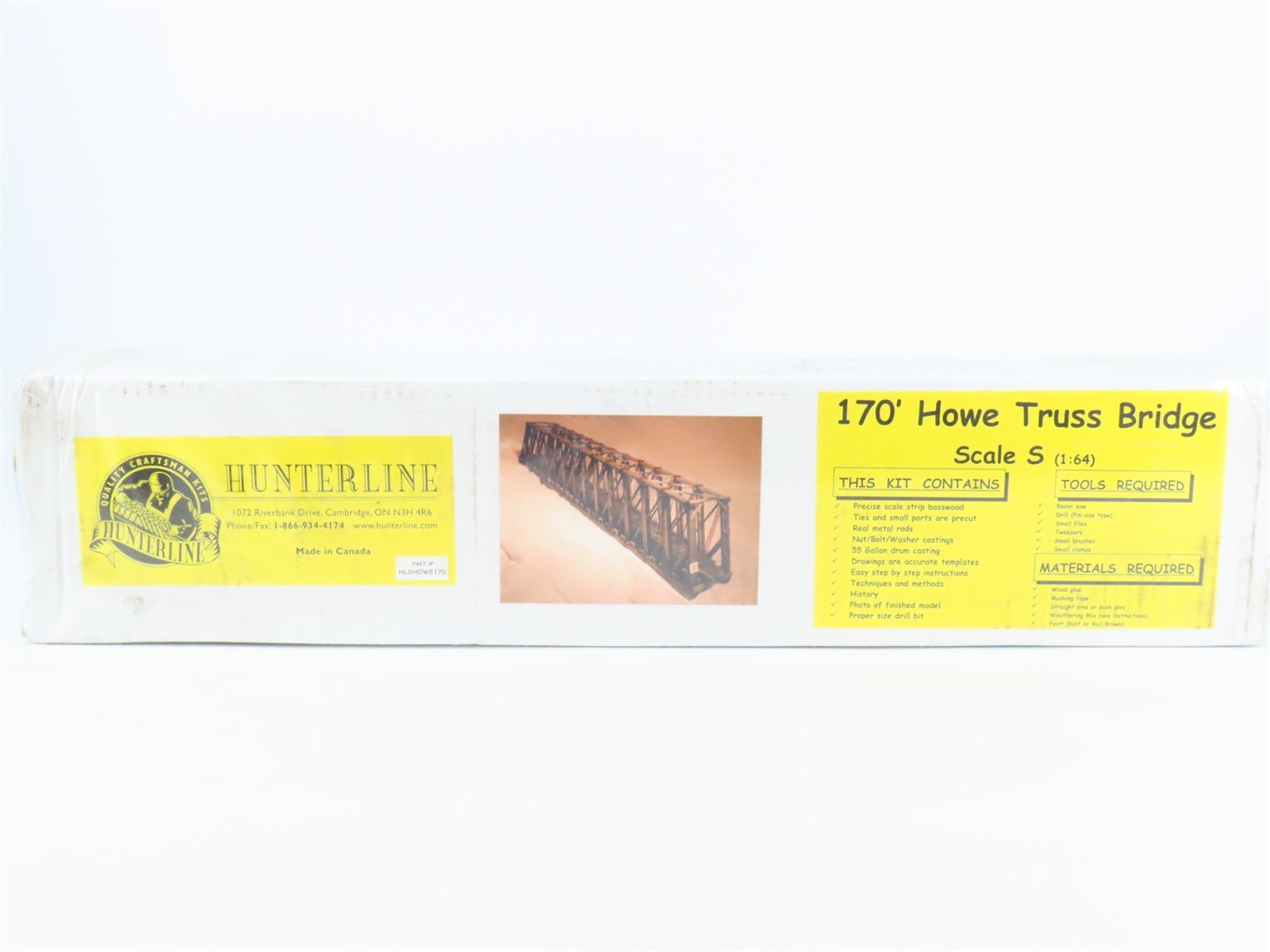 S 1/64 Scale Hunterline HLSHOWE170 170' Howe Truss Building Kit SEALED