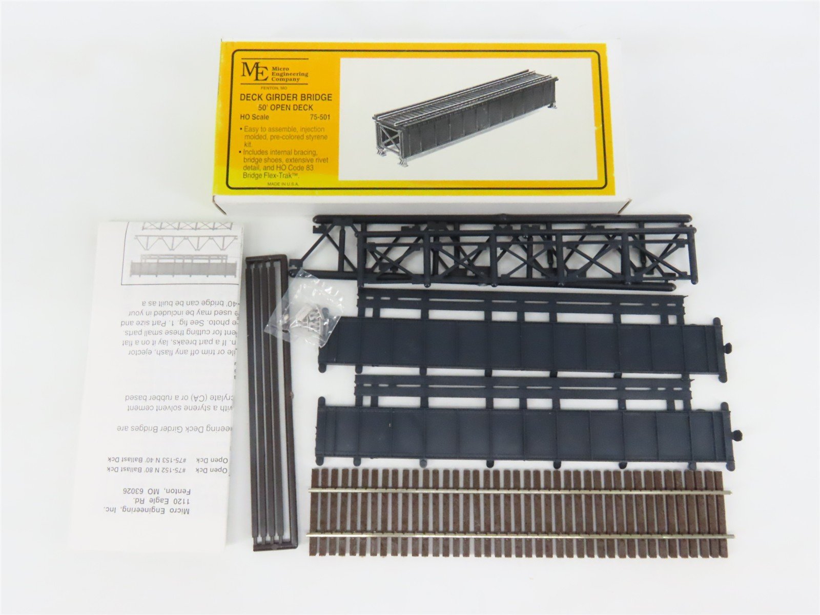 LOT of 5 HO Micro Engineering Kits 50' Deck Girder Bridges w/Code 83 Track